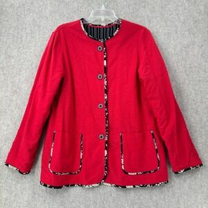 Vtg Koos of Course Linen Blend Red Reversible to Black White Blazer Pockets Sz M